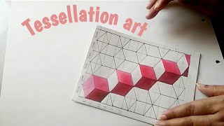 Tessellation art how to make tessellationeasy tessellation drawing geometric tessellationcube [upl. by Allimak702]