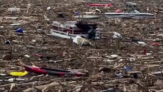 Video shows North Carolina lake almost completely filled with debris from Hurricane Helene [upl. by Hayward527]