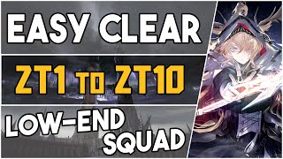 All ZT stages  ZT1 to ZT10  Low End Squad 【Arknights】 [upl. by Radec]