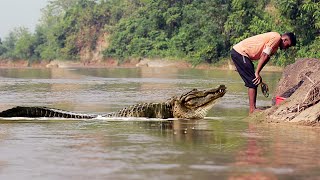 Crocodile Attacks During Fishing Expedition  Giant Nile Crocodile Attack Man Fun made Movie [upl. by Igenia]