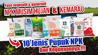 10 JENIS PUPUK NPK DAN KEGUNAANNYA  NPK Musim Hujan amp Kemarau [upl. by Abott550]