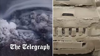 Russia Shiveluch volcano eruption blankets entire village with ash [upl. by Mike273]