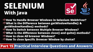 Part15Selenium with Java Tutorial  Practical Interview Questions and Answers [upl. by Gitel427]