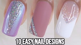 10 EASY GLITTER NAIL IDEAS NAIL ART COMPILATION [upl. by Drofnelg]