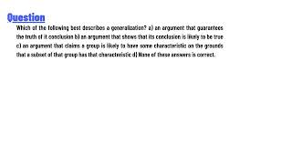 Which of the following best describes a generalization [upl. by Melia]