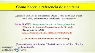 Tesis Como hacer la referencia de una tesis Normas APA 7ma 7° 7a edición 2024 Bibliografía [upl. by Dotty570]