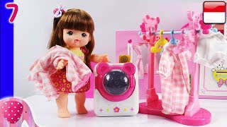 Mainan Boneka Eps 7 Paket Mesin Cuci dan Jemuran Unboxing  GoDuplo TV [upl. by Pinzler]