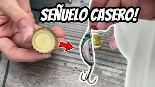 Podré pescar con una corcholata  Cómo hacer un señuelo de pesca casero [upl. by Pang]