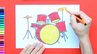 How to draw a Drum Set [upl. by Eenor]