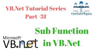 VBNet Tutorial Series Part 31 Sub Function [upl. by Abshier]