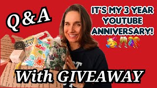 Celebrating 3 years on You Tube w a QampA amp GIVEAWAY Box [upl. by Wenonah]