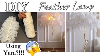 HOW TO USE YARN TO DIY A FEATHER LAMP DIY FLOOR LAMP [upl. by Leuqram918]