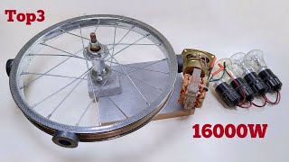 Top3 Free Electricity Generator 240V 16000W Energy Self running Flywheel generator idea 100 Work [upl. by Adrian]