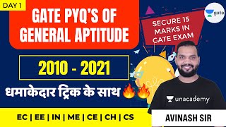 Day1  GATE PYQs of General Aptitude  GATE 2021  For All Branch  By Avinash Sir [upl. by Lednew792]