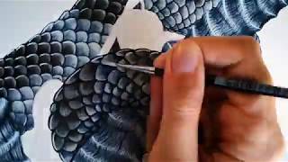 Drawing and painting snake scales in watercolor  timelapse [upl. by Aitak649]