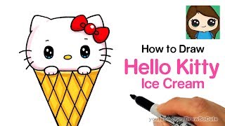 How to Draw Hello Kitty Ice Cream Easy  Sanrio [upl. by Burnard953]