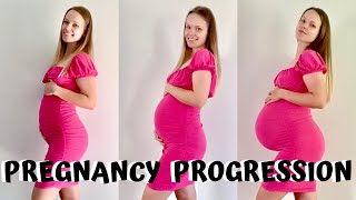 PREGNANT BELLY GROWTH  10  38 WEEKS TRANSFORMATION  SECOND PREGNANCY WEEK BY WEEK BUMP PROGRESS [upl. by Masry]