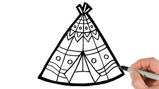 How to Draw Teepee Tent  Easy Things Drawing [upl. by Villiers]