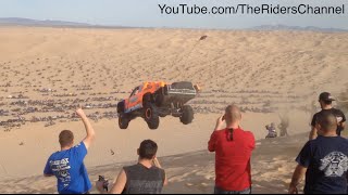 Robby Gordon Bj Baldwin and Craig Potts Launching Oldsmobile Hill in Glamis Dunes CA [upl. by Andie]