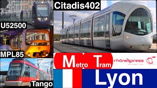 Trains in Lyon Metro Tram Tram Train Rhone Express Funicular [upl. by Arrec]