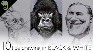 10 tips for drawing in BLACK amp WHITE [upl. by Edwyna]