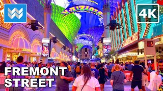 4K Fremont Street Las Vegas  Night Walking Tour amp Travel Guide 🎧 Binaural Sound [upl. by Nolyaj815]