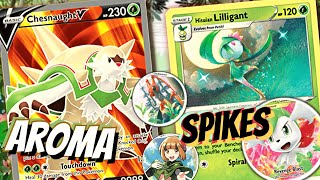 Chesnaught V Deck 💉🌰 The Killer Quaterback W Shaymin VSTAR amp Hisuian Lilligant PTCGO Spikes [upl. by Morita]