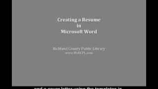 Creating a Resume in Microsoft Word 2007 [upl. by Dinsmore]