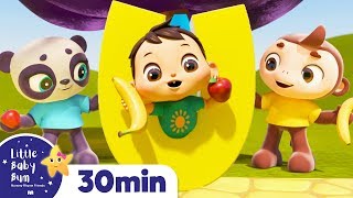 Apples and Bananas Song  Learn The Vowels  Baby Cartoons  Kids Sing Alongs  Moonbug [upl. by Ailime548]