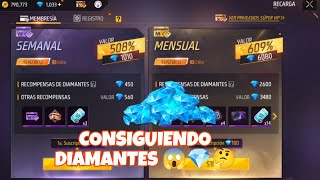 COMO CONSEGUIR MUCHOS DIAMANTES 💎💎💎 con Tarjeta SEMANAL y MENSUAL freefire 😱🤔🫡💎 [upl. by Oicangi]