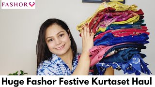 Huge Festive Collection From Fashor  Fashor Embroidered Kurtaset Haul  Stylingtipswithvagisha [upl. by Greenes345]