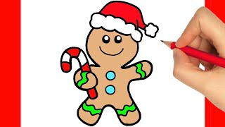 How to Draw a Gingerbread Man easy step by step [upl. by Centeno890]