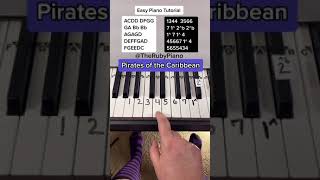 Pirates of the Caribbean Piano Easy Tutorial With Letter Notes shorts piano [upl. by Agnella]