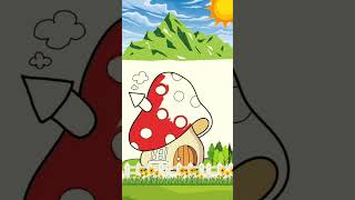 mushroom home drawing and colouring easy drawing cute drawings fun art and craft activities [upl. by Lahcear]