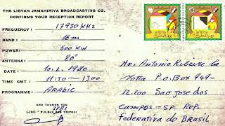 The Libyan Jamahiriya Broadcasting Co 17930 KHz  Tripoli  1980 [upl. by Anele]