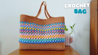 Colorful Crochet Tote Bag  Crochet Handbag Step by Step Tutorial  ViVi Berry Crochet [upl. by Krishnah]