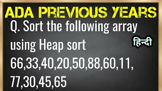 Sort the following array using Heap sort 663340205088601177304565  HindiEng [upl. by Aerdnek521]