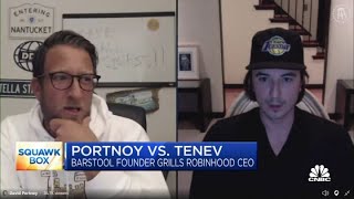 Barstool Sports Dave Portnoy grills Robinhood CEO Vlad Tenev on GameStop saga [upl. by Nedmac523]