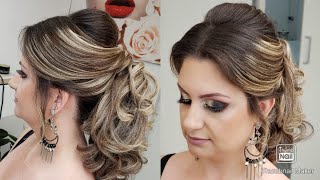 Penteado para madrinhas e debutante semi preso passo a passo [upl. by Drice]