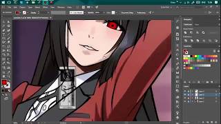 create anime kakegurui vector in adobe illustrator  MOUSE user [upl. by Acinorev527]