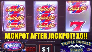 5 JACKPOTS Huge Wins on Quick Hit Triple Double Action Slot machine One of my best sessions EVER [upl. by Entirb]