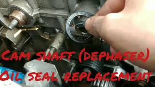 Renault Megane Cam Shaft dephaser Pulley Oil Seal Replacement [upl. by Forland]