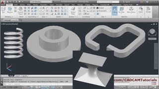 AutoCAD 3D Tutorial for Beginners  3 of 3  AutoCAD Revolve Sweep Spring amp Loft Command [upl. by Orly]