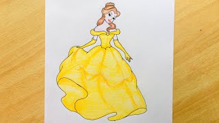 Princess Belle Drawing  Drawing PRINCESS BELLE  Disney  Colored Pencil [upl. by Leahcimnoj]