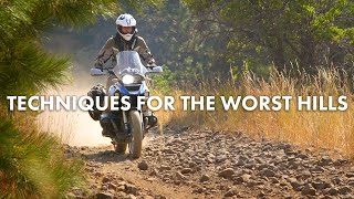 Techniques for Riding the Worst Hills on an Adventure Bike  Lesson by Bret Tkacs  R1200GS ADV [upl. by Aianat]