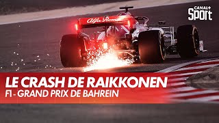 Le crash de Kimi Raïkkönen  GP de Bahreïn [upl. by Eybbob]