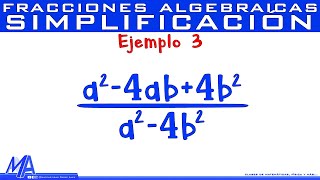 Simplificación de fracciones algebraicas  Ejemplo 3 [upl. by Aihsenal414]