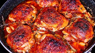 I Make This Easy Baked Chicken Thighs Recipe All The Time So Delicious [upl. by Nerad]