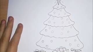 Kako nacrtati Jelku sa poklonima  How to draw a Christmas tree with presents [upl. by Cart437]