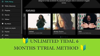 HOW TO CREATE UNLIMITED TIDAL 6 MONTHS TTRIAL METHOD adimani [upl. by Ilesara207]